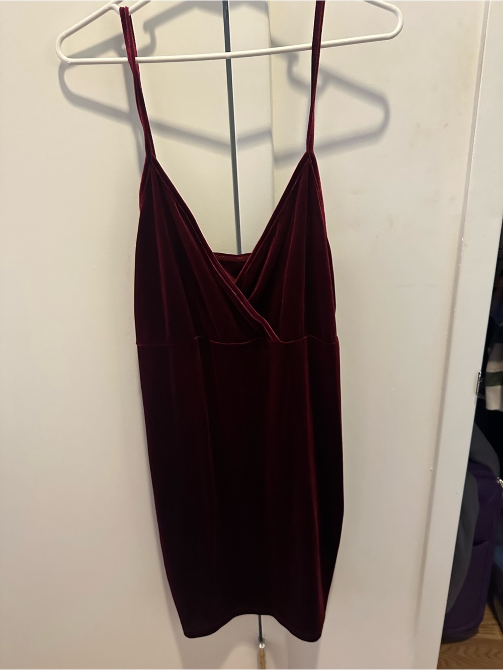 SHEIN Velvet Dress in Burgundy